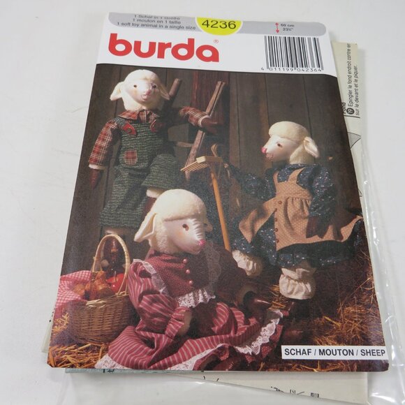 Burda 4236 Sewing Pattern Sheep Lamb Doll with Clothes UNCUT - Picture 2 of 7